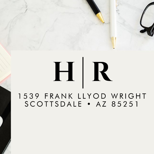 Bröllop Monogram enkel anpassad Returadress Självfärgande Stämpel (Skapare uppladdad)