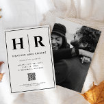 Bröllop Monogram enkel klassisk, minimal QR-kod Spara Datumet<br><div class="desc">Vi presenterar vår Bröllop Monogram Simple Classic Minimal QR Code Save the Date - en snyggt och ett budgetvänligt val som kombinerar modern minimalism med tidlös sofistikering. Det här svarta och vita sparandet av datumkortet är perfekt för par som vill ha en ren och chic utformning som utan problem fångar...</div>