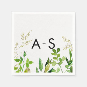 Bröllop Monogram för Grey & Guld Löv Pappersservett
