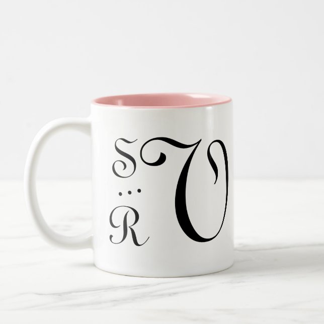 Bröllop Monogram Initialer Elegant minimalist Två-Tonad Mugg (Vänster)