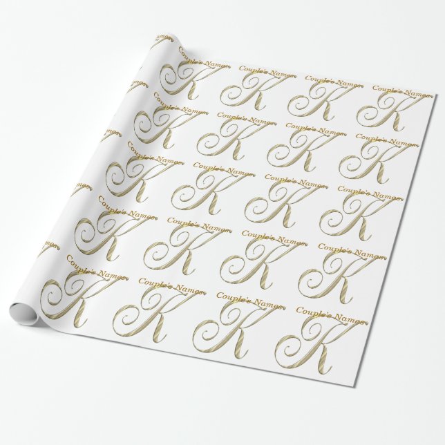 Bröllop Monogram K Gift Wrapping papper Presentpapper (Utrullad)