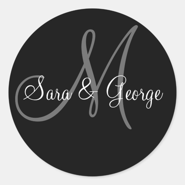 Bröllop Monogram-klistermärken Runt Klistermärke (Framsida)