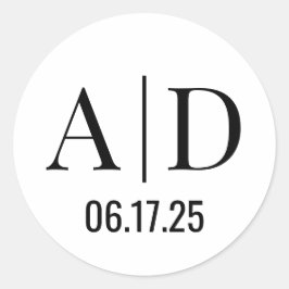 Bröllop monogram kuvert Stickers Bröllop Runt Klistermärke