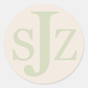 Bröllop Monogram Logotyp Runt Klistermärke