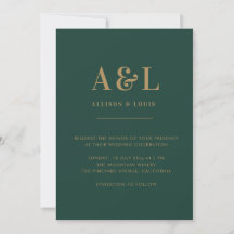 Bröllop Monogram minimalistisk Emerald Grönt Guld