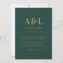 Bröllop Monogram minimalistisk Emerald Guld