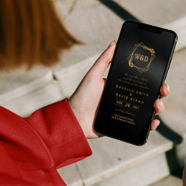 Bröllop Monogram minimalistisk enkel Elegant Guld Inbjudningar