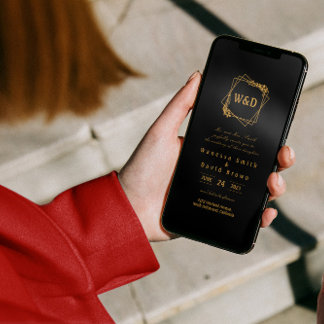 Bröllop Monogram minimalistisk enkel Elegant Guld Inbjudningar