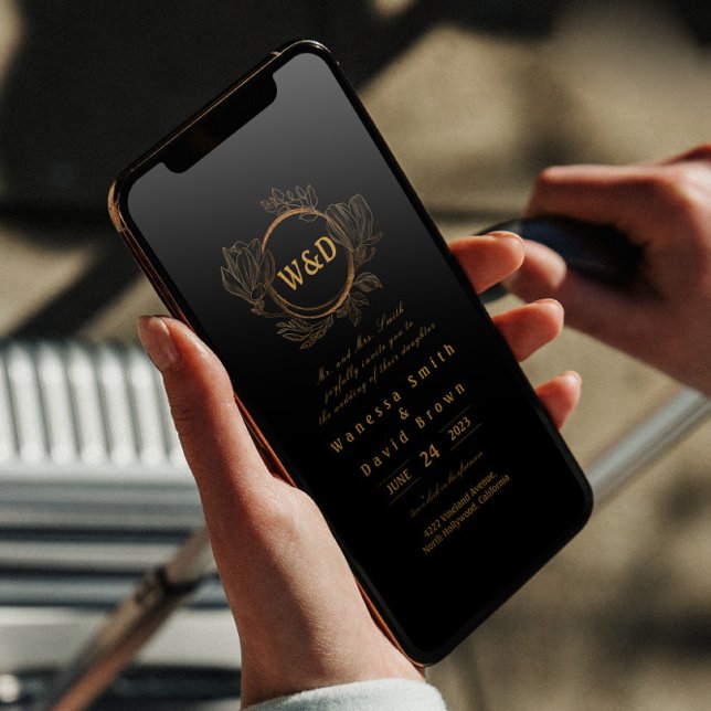 Bröllop Monogram minimalistisk enkel Elegant Guld Inbjudningar (Skapare uppladdad)