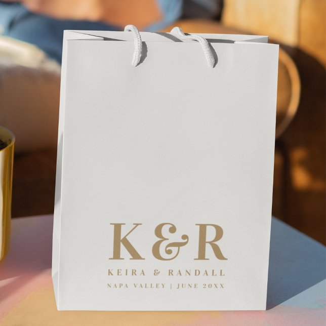 Bröllop Monogram minimalistisk enkel Guld och vit (Skapare uppladdad)