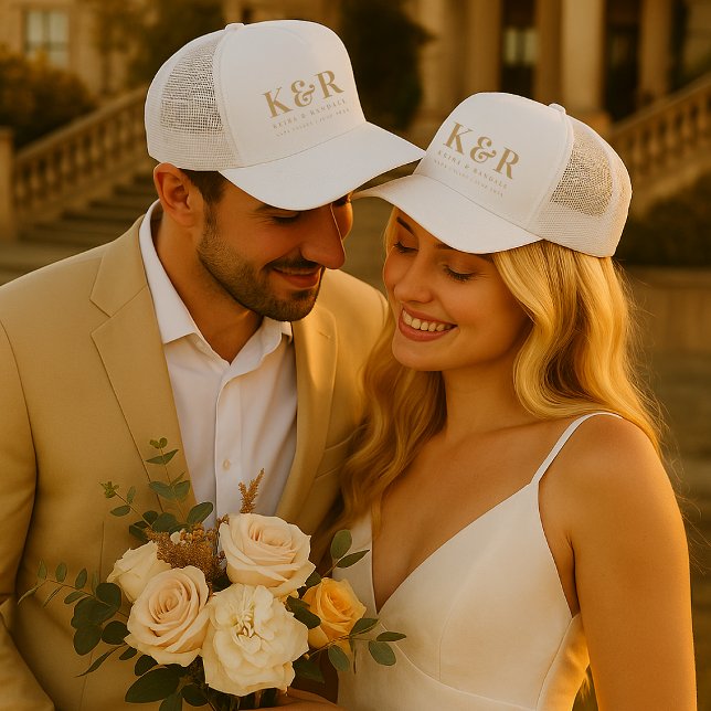 Bröllop Monogram minimalistisk enkel Guld och vit Keps (Skapare uppladdad)
