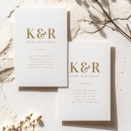 Bröllop Monogram minimalistisk enkel Guld och vit Spara Datumet