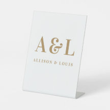 Bröllop Monogram minimalistisk vit Guld
