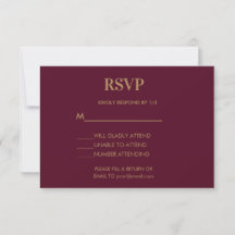 Bröllop Monogram minimalistiskt Burgundy Guld