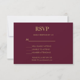 Bröllop Monogram minimalistiskt Burgundy Guld OSA Kort