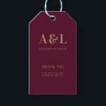 Bröllop Monogram minimalistiskt Burgundy Guld Presentetikett<br><div class="desc">Ett minimalistiskt bröllop-monogram utformar en samling produkter med klassisk traditionell typografi i guld. Den perfekta anpassad design för din speciella dag!</div>