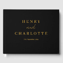 Bröllop Monogram minimalistiskt enkelt Guld och sv