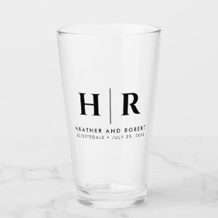 Bröllop Monogram Modern Anpassningsbar Bride and G Glaskopp