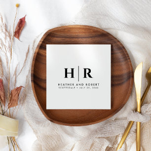 Bröllop Monogram Modern Anpassningsbar Bride and G Pappersservett