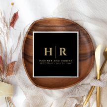 Bröllop Monogram Modern Anpassningsbar Bride and G