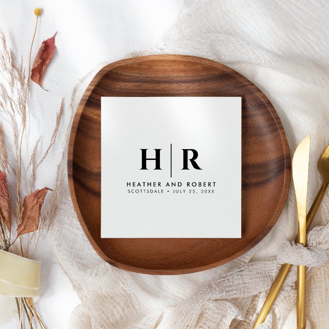 Bröllop Monogram Modern Anpassningsbar Bride and G Pappersservett (Skapare uppladdad)