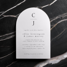 Bröllop Monogram Modern Minimal Svartvit vit svart