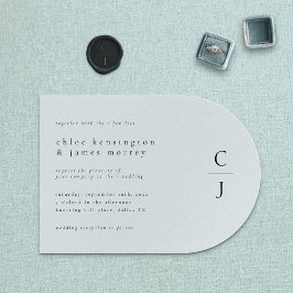 Bröllop Monogram Modern Minimal Svartvit vit svart Inbjudningar