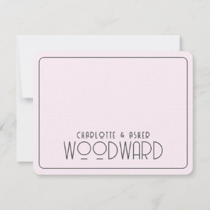 Bröllop Monogram Newlyweds Rosa Embossed Linen Anteckningskort