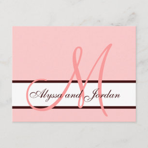 Bröllop Monogram OSA kort Rosa och Brown