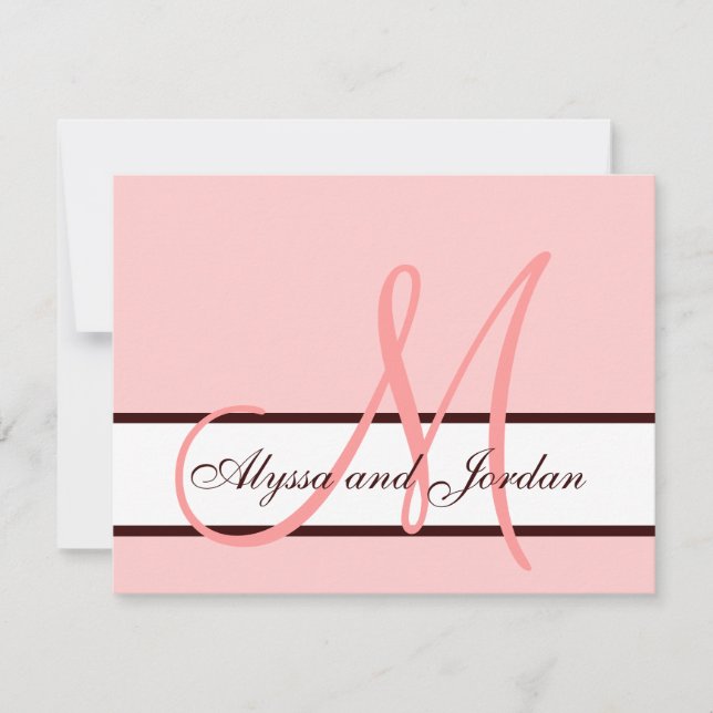 Bröllop Monogram OSA kort Rosa och Brown (Framsida)