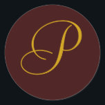 Bröllop Monogram P Guld förseglingsetikett Runt Klistermärke<br><div class="desc">Anpassa med dina personuppgifter och färg</div>