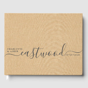 Bröllop Monogram Peach Cream Bröllop Gästböcker