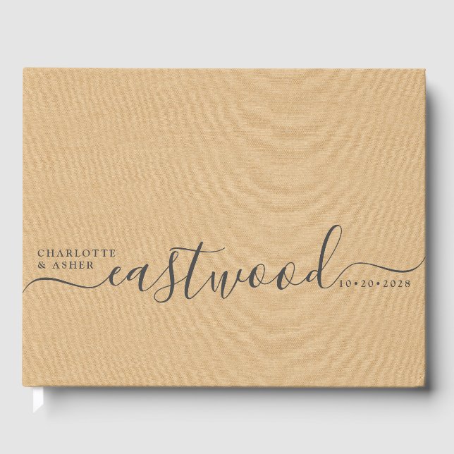 Bröllop Monogram Peach Cream Bröllop Gästböcker (Framsida)