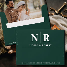 Bröllop Monogram Photo Liner Returadress Anpassnin
