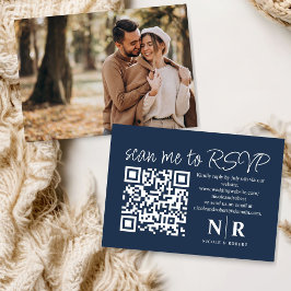 Bröllop Monogram QR-OSA med fotoElegant Tilläggskort