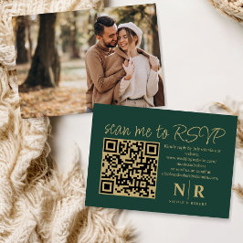 Bröllop Monogram QR-OSA med fotoElegant Tilläggskort