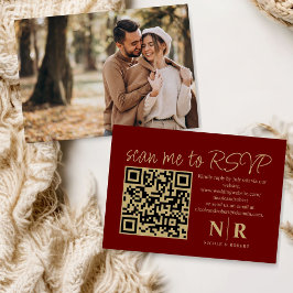 Bröllop Monogram QR-OSA med fotoElegant Tilläggskort