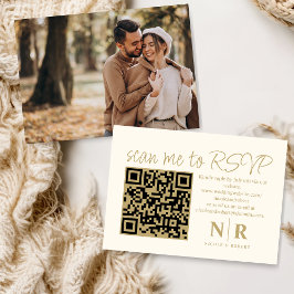 Bröllop Monogram QR-OSA med fotoElegant Tilläggskort