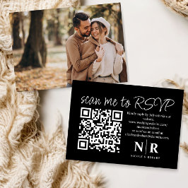 Bröllop Monogram QR-OSA med fotoElegant Tilläggskort