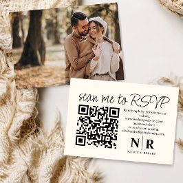 Bröllop Monogram QR-OSA med fotoElegant Tilläggskort