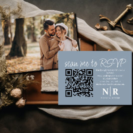 Bröllop Monogram QR-OSA med fotoElegant Tilläggskort