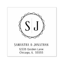 Bröllop Monogram Returadress | Geometric Gräns