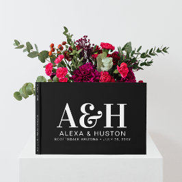 Bröllop Monogram sofistikerat svartvitt Gästböcker