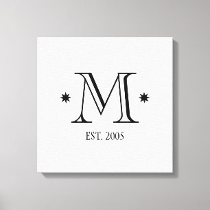 Bröllop monogram startdatum svartvit modern canvastryck