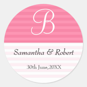 Bröllop Monogram-stickers:Rosa Rand Runt Klistermärke
