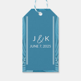 Bröllop Monogram | Tropical Teal Presentetikett