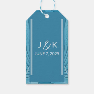 Bröllop Monogram   Tropical Teal Presentetikett