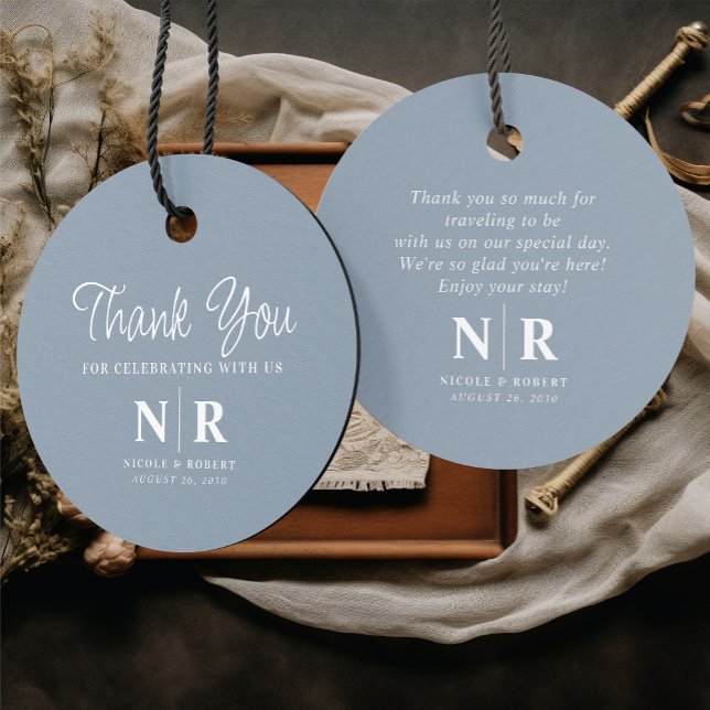 Bröllop Monogram Välkomstorderflagga eller Basket Gåvor Etiketter (Skapare uppladdad)