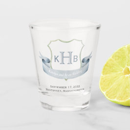 Bröllop Monogram Vapensköld Logotyp Glass