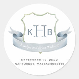 Bröllop Monogram Vapensköld Logotyp Runt Klistermärke